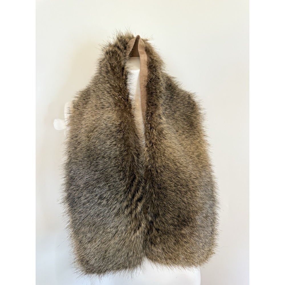 Vintage Add On Brown Fur Stole Wrap Collar with Button Holes All Around on Rim